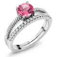 thumbnail image 1 of Gem Stone King 925 Sterling Silver Pink Mystic Topaz Engagement Engagement Ring for Women (1.69 Cttw, Gemstone November Birthstone, Round 6MM, Size 5), 1 of 3