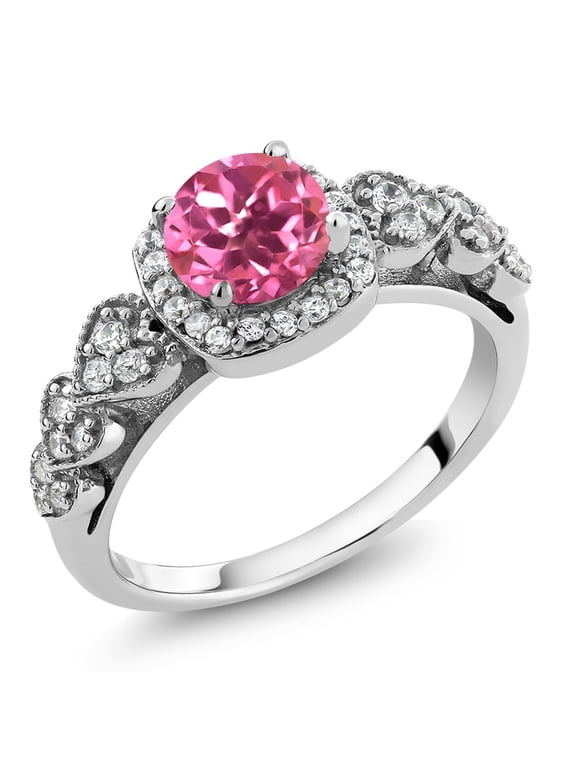 925 Sterling Silver Pink Mystic Topaz Engagement Ring for Women (1.32 Cttw, Available 5,6,7,8,9)