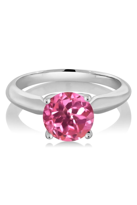 925 Sterling Silver Pink Mystic Topaz Solitaire Engagement Ring for Women 1.55 Cttw, Round 7MM, Gemstone Birthstone, Available in Size 5, 6, 7, 8, 9 | Size 7