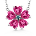 thumbnail image 1 of Gem Stone King 925 Sterling Silver Pink Mystic Topaz and Blue Diamond Pendant Necklace for Women (4.78 Cttw, Heart Shape 6MM, with 18 inch Chain), 1 of 4