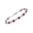 thumbnail image 1 of Gem Stone King 925 Sterling Silver Pink Tourmaline Tennis Bracelet for Women (9.10 Cttw, Gemstone Birthstone, Oval 6X4MM, 7 inch With 1 inch Extender), 1 of 5