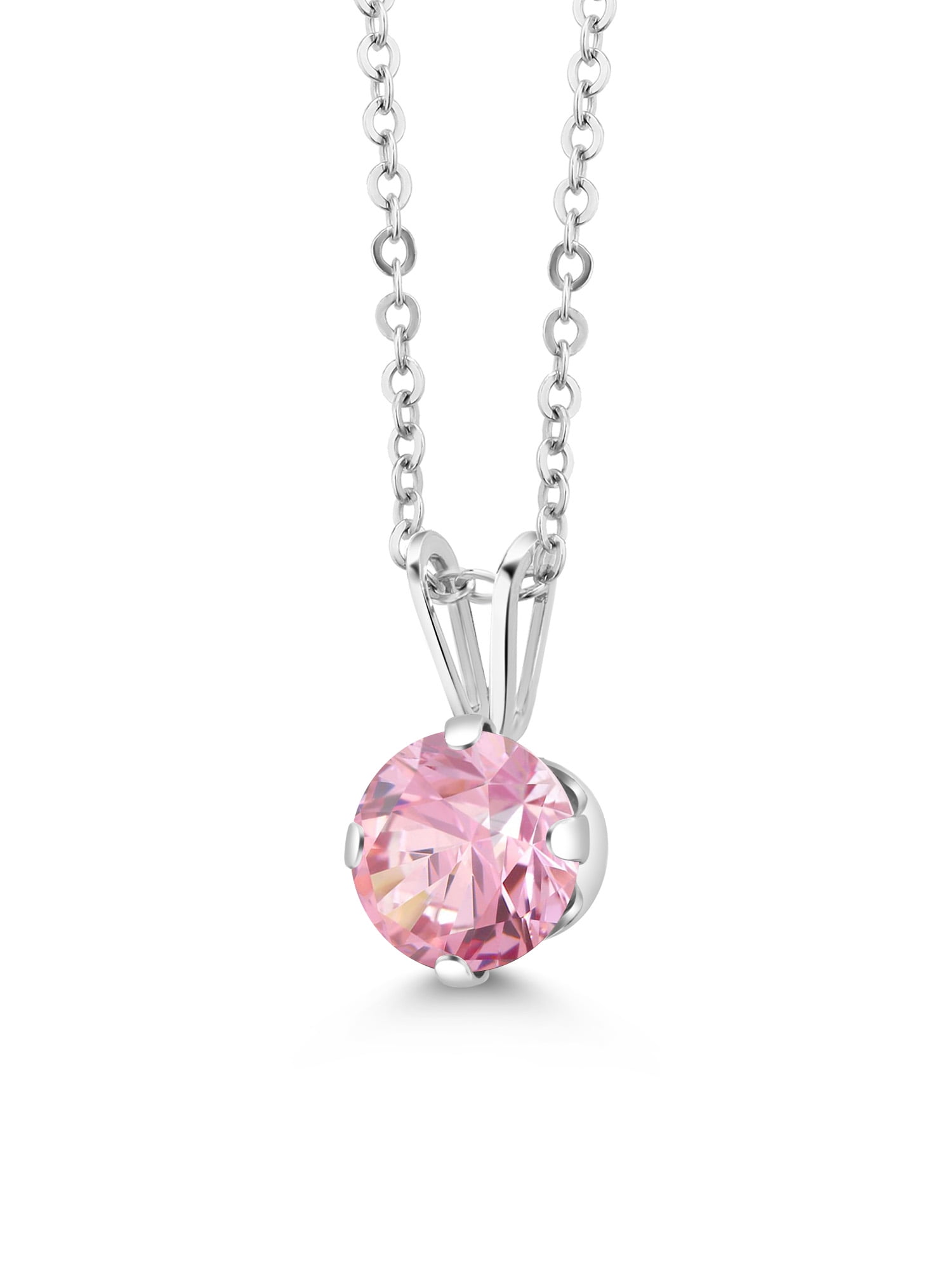 ネックレス・ペンダント Mary Gold Silver Pink Necklace(SILVER925) Gem Stone King 925 Sterling Silver Pink Zirconia Pendant