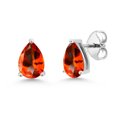 thumbnail image 1 of Gem Stone King 925 Sterling Silver Poppy Topaz Stud Earrings for Women Men (2.00 Cttw, Gemstone November Birthstone, Pear Shape 8X5MM), 1 of 4