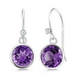 thumbnail image 1 of Gem Stone King 925 Sterling Silver Purple Amethyst 925 Sterling Silver Dangle Earrings for Women (2.02 cttw, Round 6MM), 1 of 4