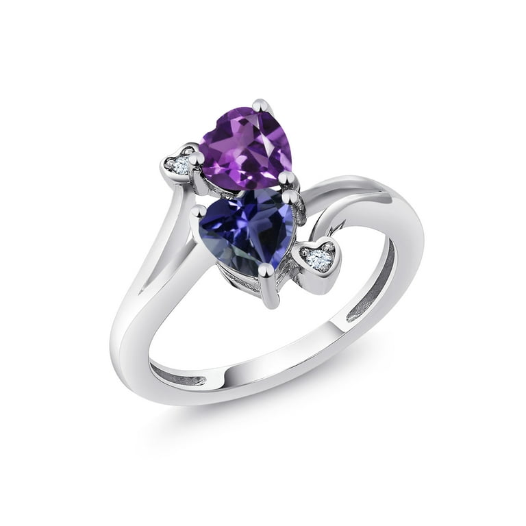 Gem Stone King 925 Sterling Silver Purple Amethyst Blue Iolite