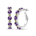 thumbnail image 1 of Gem Stone King 2.90 Cttw Purple Amethyst and Green Peridot Hoop Earrings for Women | 925 Sterling Silver | Round 4MM and 1.9MM | Gemstone Birthstone | 1 inch Diameter, 1 of 5