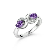 Gem Stone King 925 Sterling Silver Purple Amethyst Infinity Promise Ring for Women (1.01 Cttw, Gemstone Birthstone, Available in Size 5, 6, 7, 8, 9)