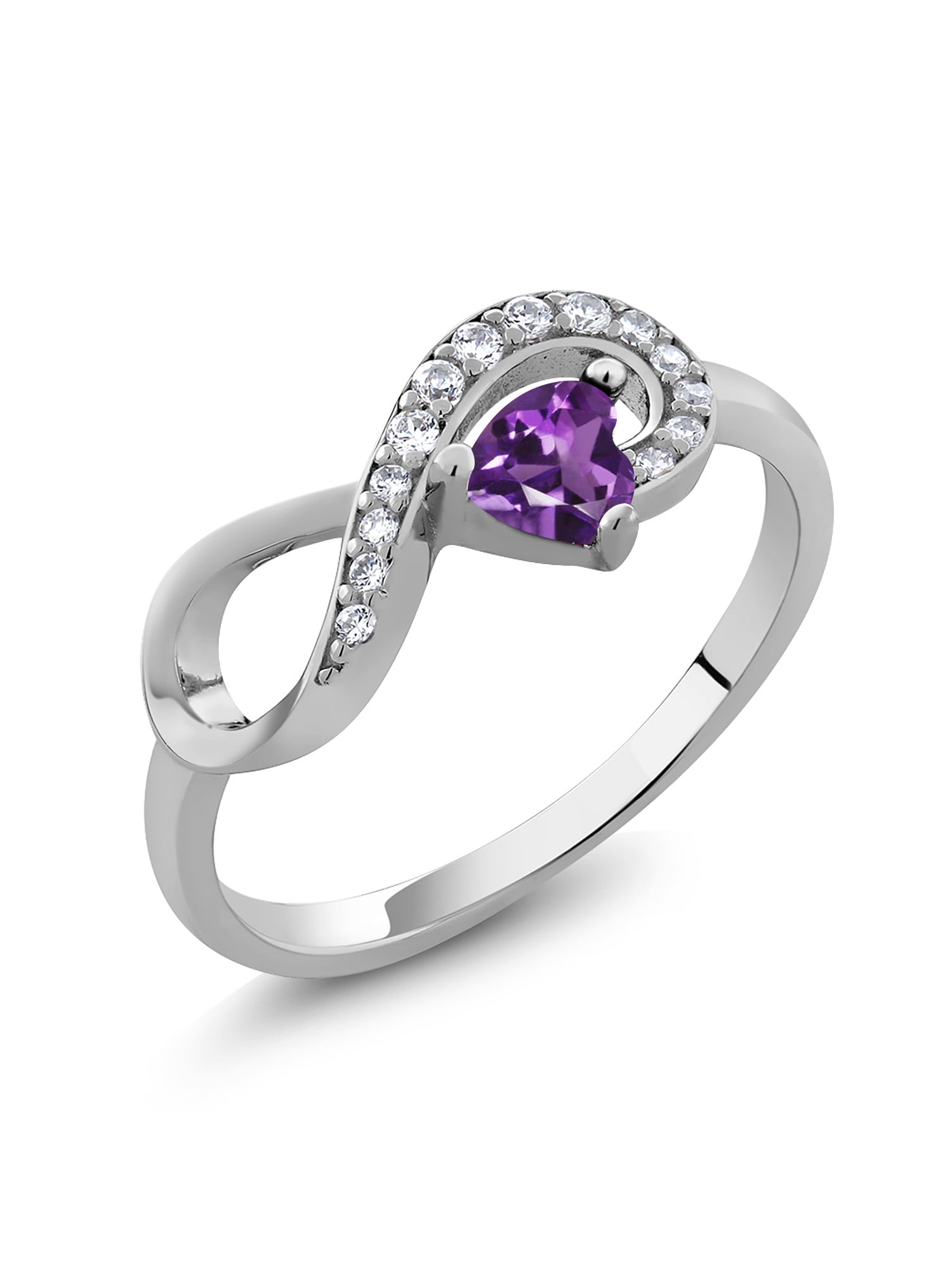 Gem Stone King 925 Sterling Silver Purple Amethyst Infinity Ring