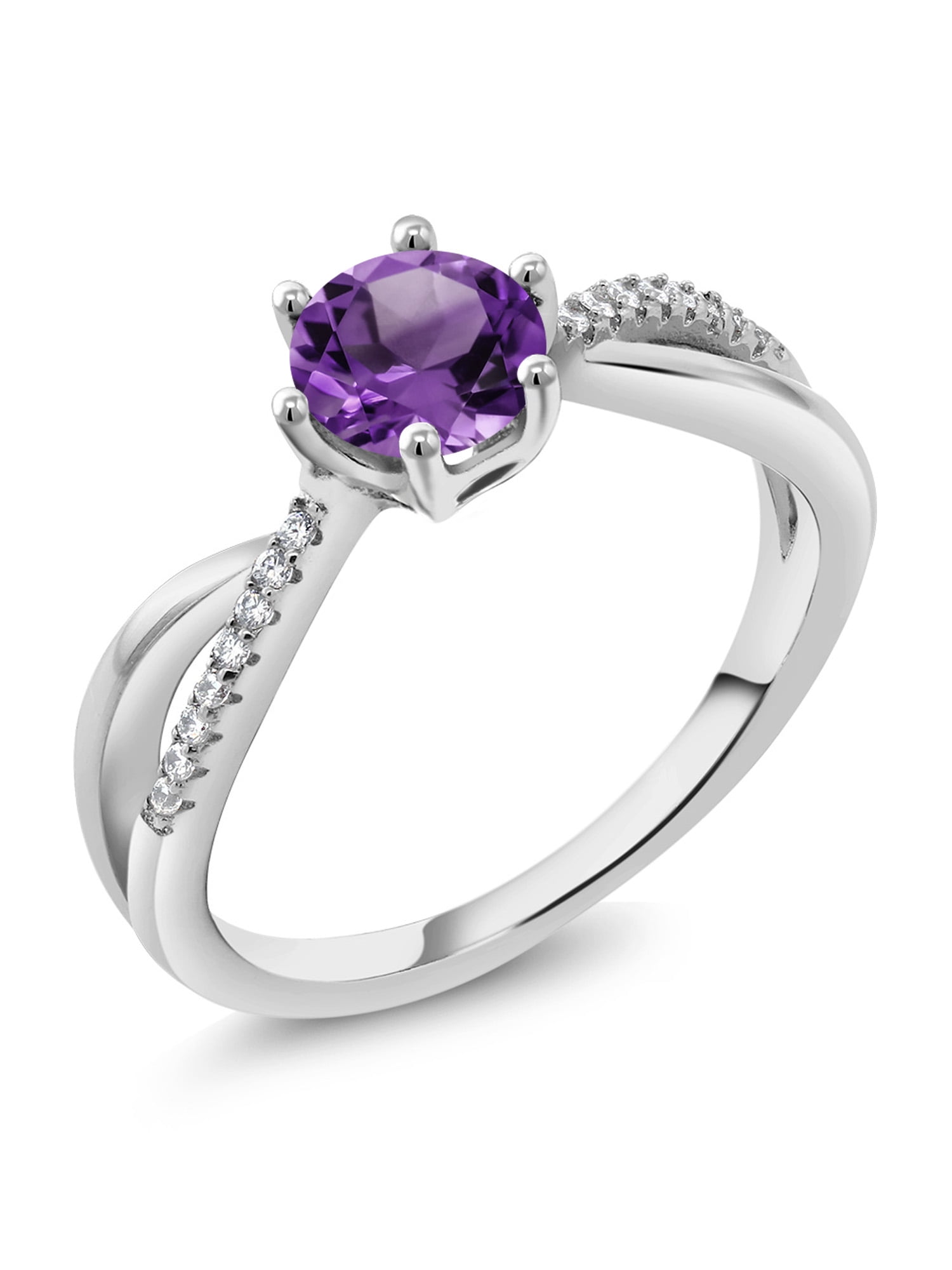 Gem Stone King 925 Sterling Silver Purple Amethyst Infinity Ring