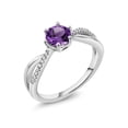 thumbnail image 1 of Gem Stone King 925 Sterling Silver Purple Amethyst Infinity Ring for Women (0.94 Cttw, Round 6MM, Gemstone Birthstone, Available in Size 5, 6, 7, 8, 9), 1 of 4