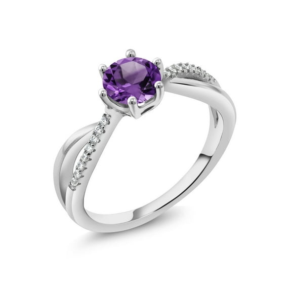 Gem Stone King 925 Sterling Silver Purple Amethyst Infinity Ring for Women (0.94 Cttw, Round 6MM, Gemstone Birthstone, Available in Size 5, 6, 7, 8, 9)