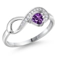 thumbnail image 1 of Gem Stone King 925 Sterling Silver Purple Amethyst Infinity Ring for Women (0.33 Cttw, Heart Shape 4MM, Gemstone February Birthstone, Size 5), 1 of 6