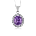thumbnail image 1 of Gem Stone King 925 Sterling Silver Purple Amethyst Pendant Necklace for Women (2.90 Cttw, Oval 11X9MM, With 18 inch Silver Chain), 1 of 5