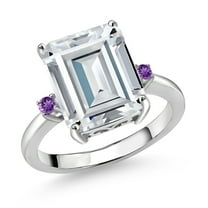 Gem Stone King 925 Sterling Silver Purple Amethyst Ring Set with Moissanite (7.43 Cttw) (Size 5)