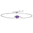 thumbnail image 1 of Gem Stone King 925 Sterling Silver Purple Amethyst Solitaire Bracelet for Women (0.75 Cttw, Oval Cut 7x5mm), 1 of 6