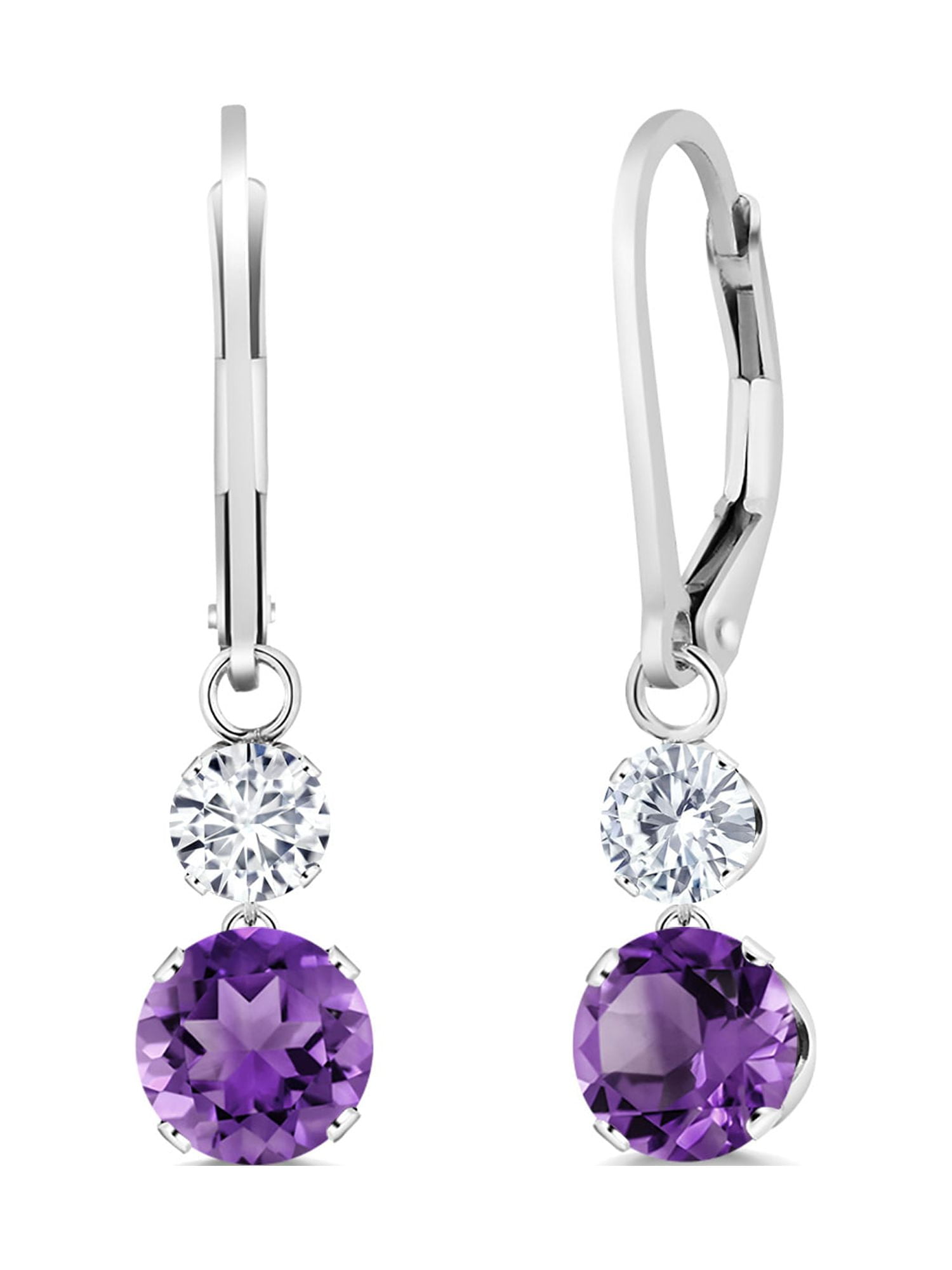 Gem Stone King Oval Purple Amethyst & White Lab Diamond Ring In 925 Sterling Silver - Women's Birthstone Ring (Sizes 5-9)