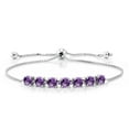 thumbnail image 1 of Gem Stone King 925 Sterling Silver Purple Amethyst Women Tennis Bracelet (2.52 Cttw, Gemstone Birthstone, Fully Adjustable up to 9 inch), 1 of 4