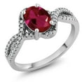 thumbnail image 1 of Gem Stone King 925 Sterling Silver Red Created Ruby Jewelry Ring for Women (2.13 Cttw, Oval 8X6MM, Size 8), 1 of 4