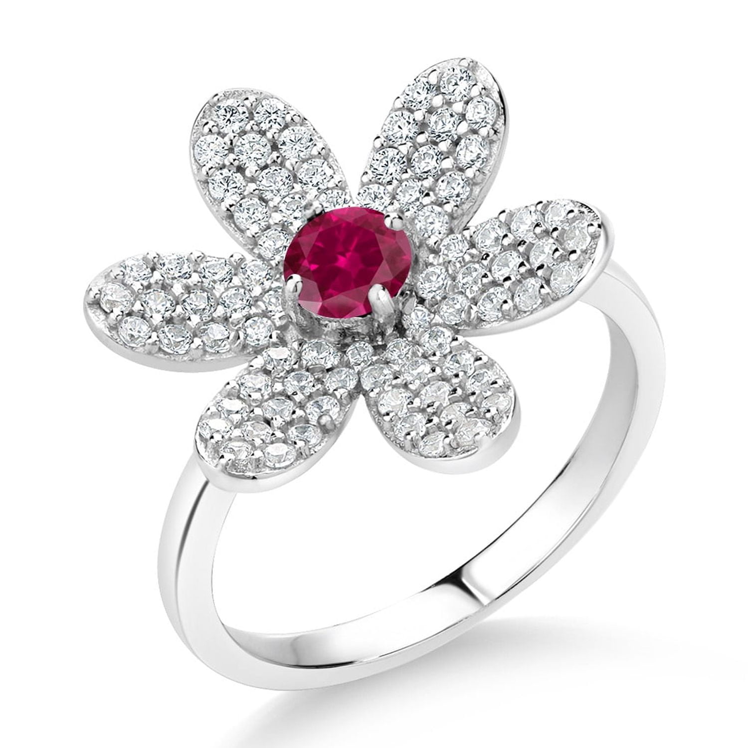 Gem Stone King 925 Sterling Silver Red Created Ruby Keren Hanan ART ...