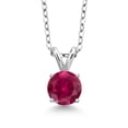 thumbnail image 1 of Gem Stone King 925 Sterling Silver Red Created Ruby Pendant Necklace for Women (1.55 Ct Round 7MM, with 18 inch Silver Chain), 1 of 3