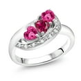 thumbnail image 1 of Gem Stone King 1.36 Cttw Red Created Ruby Pink Created Sapphire and White Created Sapphire Engagement Ring for Women | 925 Sterling Silver | Heart 4MM | Available in Size 5, 6, 7, 8, 9 | Size 7, 1 of 4