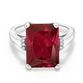 thumbnail image 1 of Gem Stone King 5.07 Cttw Red Created Ruby Engagement Ring for Women | 925 Sterling Silver| Emerald Cut 14X10MM | Gemstone July Birthstone | Size 7, 1 of 5