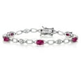 thumbnail image 1 of Gem Stone King 925 Sterling Silver Red Created Ruby and Round White Lab Grown Diamond Tennis Bracelet for Women (3.04 Cttw, Gemstone Birthstone, Oval 6X4MM, 7.25 inches), 1 of 4