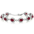 thumbnail image 1 of Gem Stone King 925 Sterling Silver Red Created Ruby Tennis Bracelet for Women (11.88 Cttw, Gemstone July Birthstone, Oval 7X5MM, 7.5 inch), 1 of 3