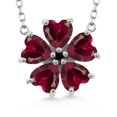 thumbnail image 1 of Gem Stone King 925 Sterling Silver Red Created Ruby and Black Diamond Pendant Necklace for Women (4.84 Cttw, Heart Shape 6MM, with 18 inch Chain), 1 of 4