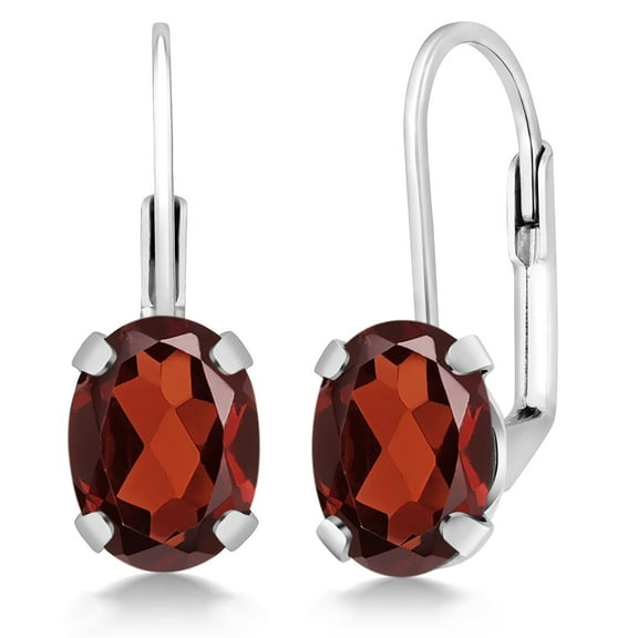 Gem Stone King 925 Sterling Silver Red Garnet Earrings for Women (2.80 Cttw, Gemstone Birthstone, Oval 8X6MM)