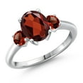 thumbnail image 1 of Gem Stone King 925 Sterling Silver Red Garnet Engagement Ring for Women | 2.87 Cttw | Oval 9X7MM | Gemstone January Birthstone | Size 5, 1 of 6
