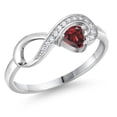 thumbnail image 1 of Gem Stone King 925 Sterling Silver Red Garnet Infinity Ring for Women (0.44 Cttw, Heart Shape 4MM, Gemstone January Birthstone, Size 8), 1 of 6