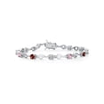 thumbnail image 1 of Gem Stone King 925 Sterling Silver Red Garnet and Pink and White Lab Grown Diamond Bracelet for Women (2.87 Cttw, Gemstone January Birthstone, Round 4MM, 6.5 inch), 1 of 6