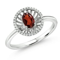 Gem Stone King 925 Sterling Silver Red Garnet Ring for Women (1.05 Cttw, Oval 6X4MM, Gemstone January Birthstone, Size 6)