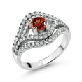 thumbnail image 1 of Gem Stone King 925 Sterling Silver Red Garnet Ring for Women (1.33 Cttw, Round Cut 4.5MM, Gemstone Birthstone, Available in Size 5, 6, 7, 8, 9), 1 of 2