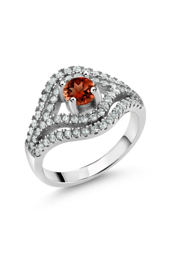 925 Sterling Silver Red Garnet Ring for Women (1.33 Cttw, Round Cut 4.5MM, Gemstone Birthstone, Available in Size 5, 6, 7, 8, 9)