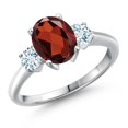 thumbnail image 1 of Gem Stone King 925 Sterling Silver Red Garnet and Sky Blue Aquamarine Engagement Ring for Women | 2.63 Cttw | Oval 9X7MM | Gemstone January Birthstone | Size 7, 1 of 6