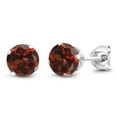 thumbnail image 1 of Gem Stone King 925 Sterling Silver Red Garnet Stud Earrings for Women Men (2.00 Cttw, Gemstone January Birthstone, Round 6MM), 1 of 3