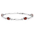 thumbnail image 1 of Gem Stone King 925 Sterling Silver Red Garnet and White Diamond Tennis Bracelet for Women | 3.74 Cttw | Gemstone January Birthstone | Oval 7X5MM | 6 inch + 1 inch Extender, 1 of 3