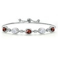 thumbnail image 1 of 925 Sterling Silver Red Garnet and White Zirconia and Moissanite Tennis Bracelet for Women | 6.00 Cttw | Gemstone January Birthstone | Oval Checkerboard 7X5MM | Fully Adjustable 10 inch, 1 of 6