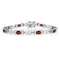 thumbnail image 1 of Gem Stone King 925 Sterling Silver Red Garnet and Lab Grown Diamond Bracelet for Women | 4.57 Cttw | Gemstone January Birthstone | Oval 6X4MM | Length 7.25 inches, 1 of 6