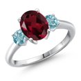 thumbnail image 1 of Gem Stone King 925 Sterling Silver Red Rhodolite Garnet and Blue Zircon Engagement Ring for Women | 3.00 Cttw | Oval 9X7MM | Gemstone January Birthstone | Size 9, 1 of 6