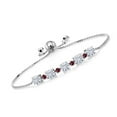 thumbnail image 1 of Gem Stone King 925 Sterling Silver Red Rhodolite Garnet Bracelet for Women Set with Moissanite (2.86 Cttw), 1 of 5