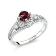 thumbnail image 1 of Gem Stone King 925 Sterling Silver Red Rhodolite Garnet Engagement Ring for Women (1.54 Cttw, Round 5MM, Gemstone January Birthstone, Size 7), 1 of 4