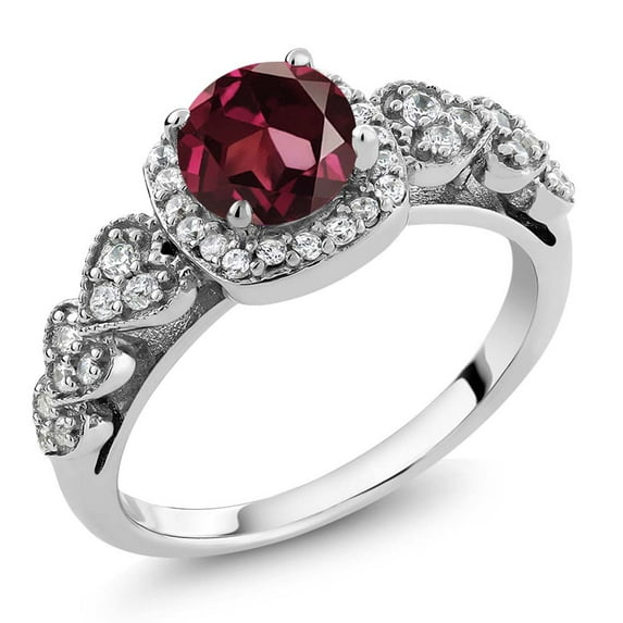 Gem Stone King 925 Sterling Silver Red Rhodolite Garnet Ring for Women (1.32 Cttw, Gemstone Birthstone, Available in Size 5, 6, 7, 8, 9)