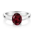 thumbnail image 1 of Gem Stone King 925 Sterling Silver Red Rhodolite Garnet Solitaire Engagement Ring for Women (2.00 Cttw, Oval 9X7MM, Gemstone Birthstone, Available in Size 5, 6, 7, 8, 9), 1 of 4