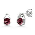 thumbnail image 1 of Gem Stone King 925 Sterling Silver Red Rhodolite Garnet Teardrop Stud Earrings for Women Men (1.20 Cttw, Gemstone January Birthstone, Round 5MM), 1 of 4