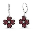 thumbnail image 1 of Gem Stone King 925 Sterling Silver Red Rhodolite Garnet and Dangle Earrings for Women (5.78 Cttw, Gemstone January Birthstone, Heart Shape 6MM), 1 of 3