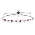 thumbnail image 1 of Gem Stone King 925 Sterling Silver Red Ruby Bracelet for Women Set with Moissanite (0.63 Cttw), 1 of 3