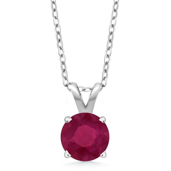 Gem Stone King 925 Sterling Silver Red Ruby Pendant ( 0.55 Ct Round 5MM With 18 inch Chain)